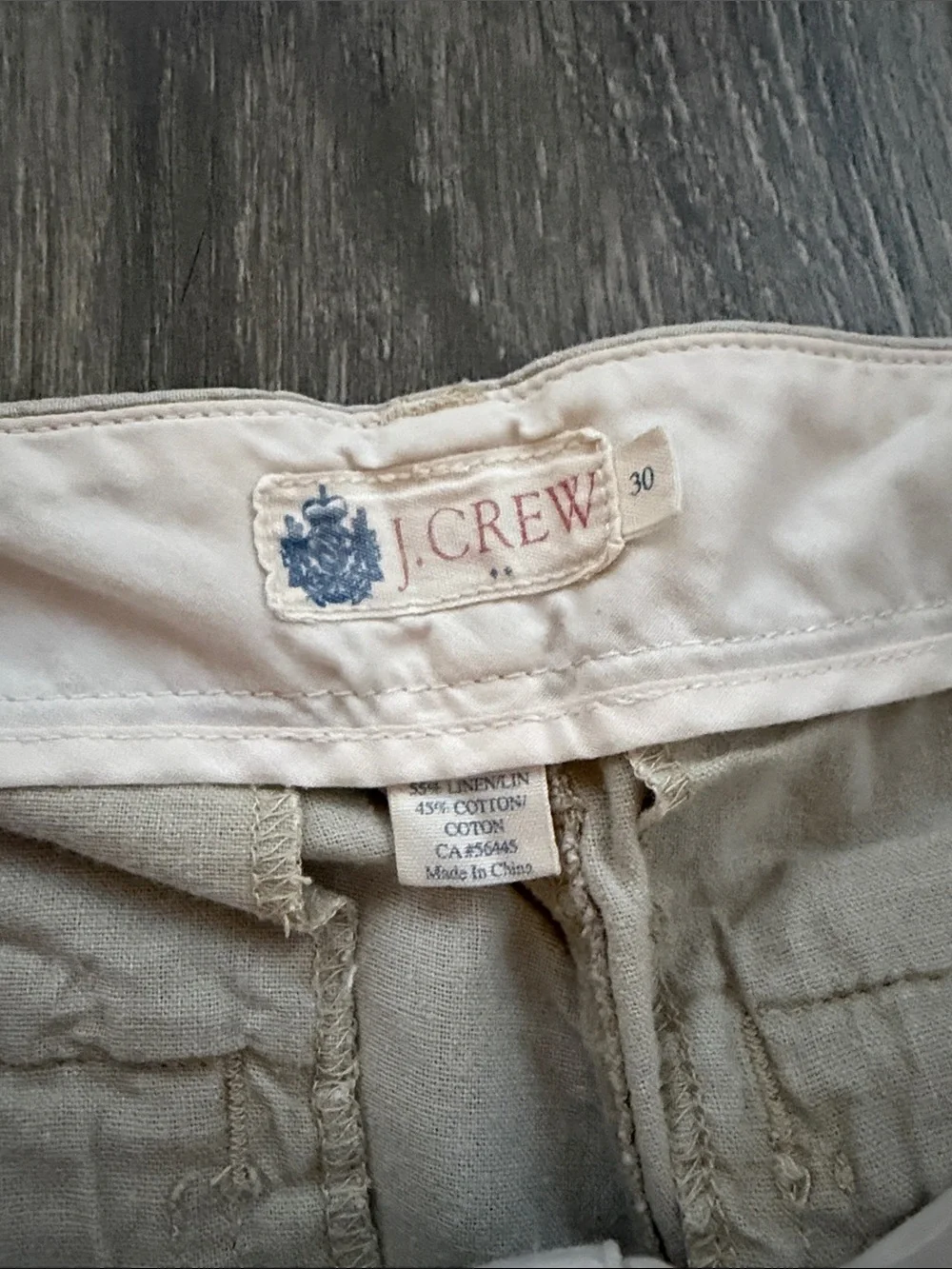 J. Crew - Linen & Cotton Blend Flat Front Chino Shorts in Cream - Size 30